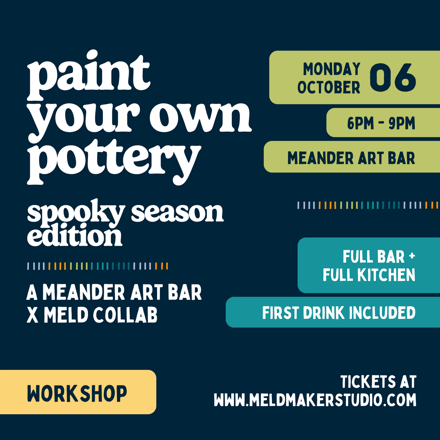 Meander Art Bar x Meld Paint-Your-Own-Pottery Workshop | Monday, October 6, 2025