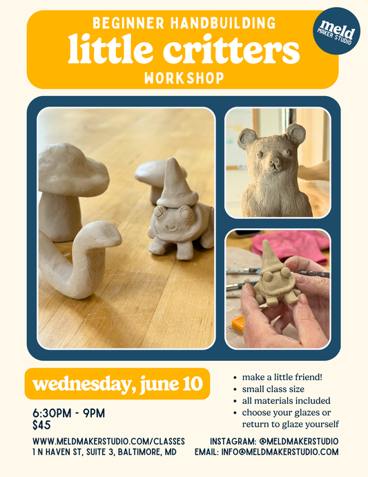 Handbuilding Little Critters Workshop | Wednesday, June 10, 2026