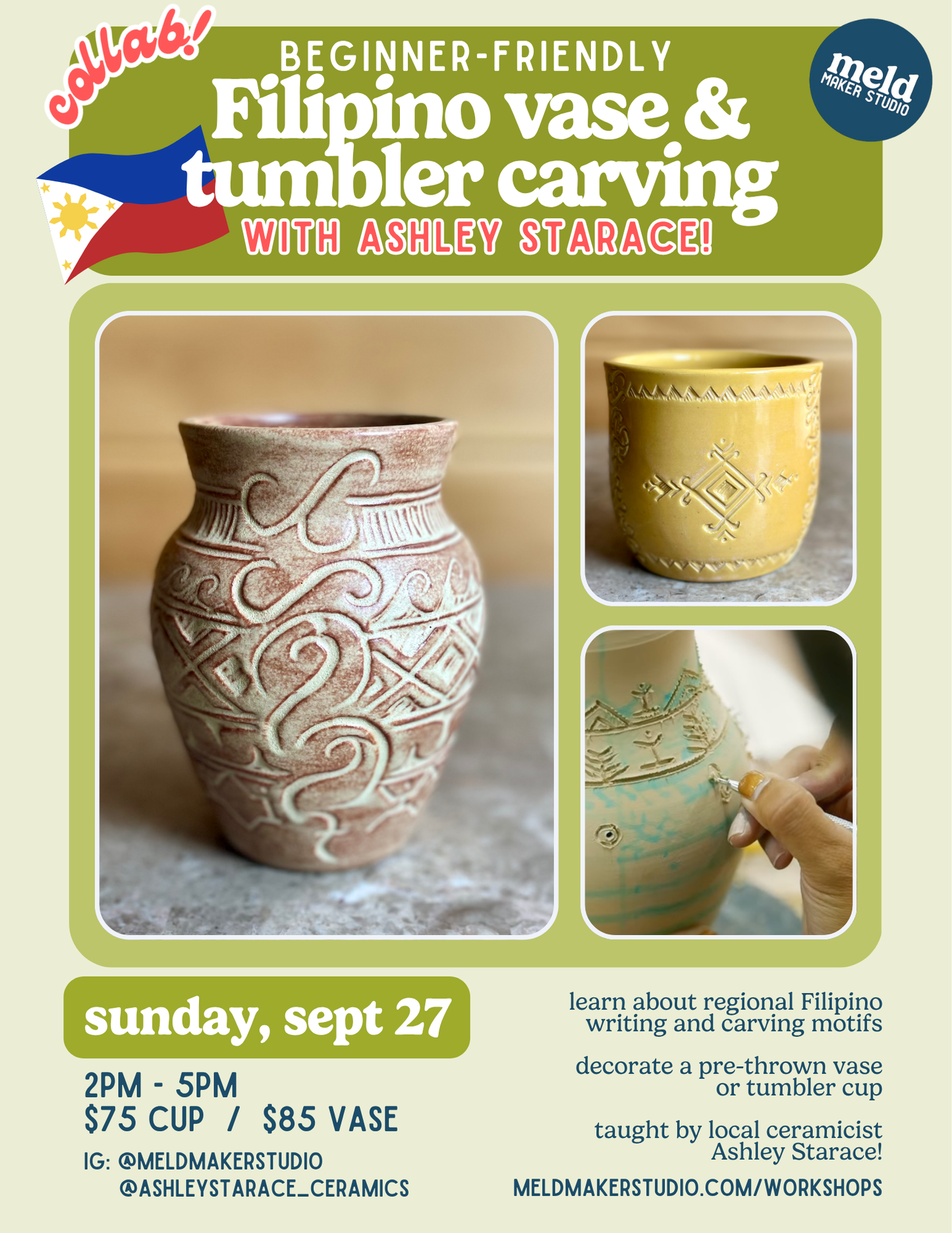 Filipino Vase Carving with Ashley Starace | Sunday, September 27, 2026