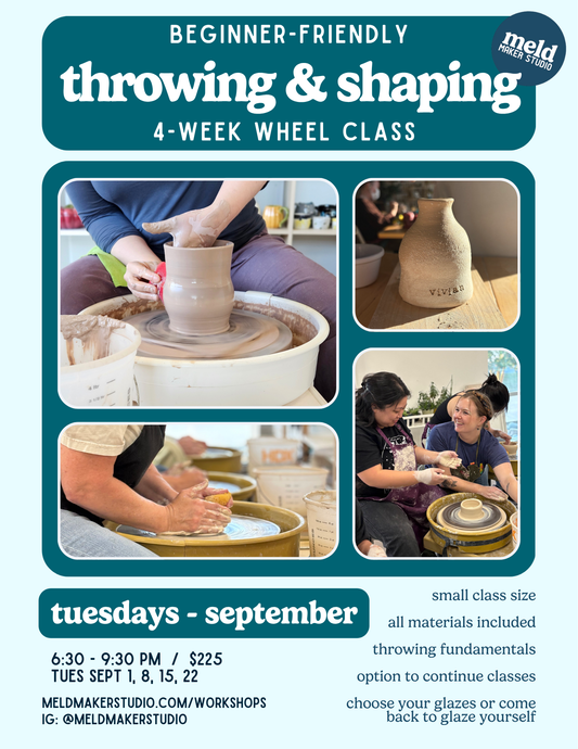 Wheel-Throwing 4- or 8-Week Series | Beginner-Friendly | Tuesdays, September 2026